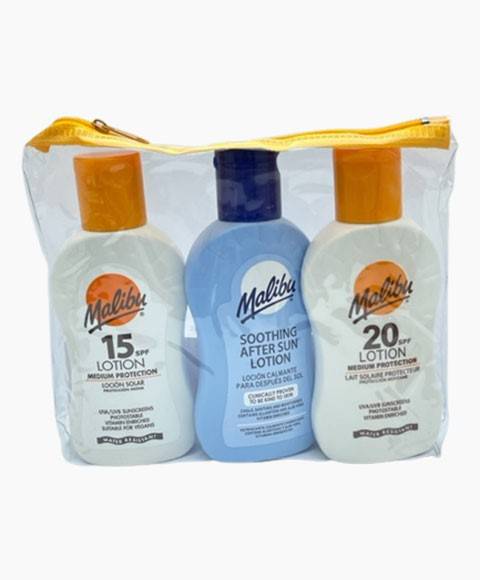 Malibu Reisetasche mit Lichtschutzfaktor 15 und 20 (Lotion)