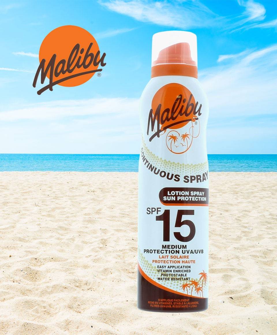 Lotion solaire en spray continu, protection moyenne SPF15