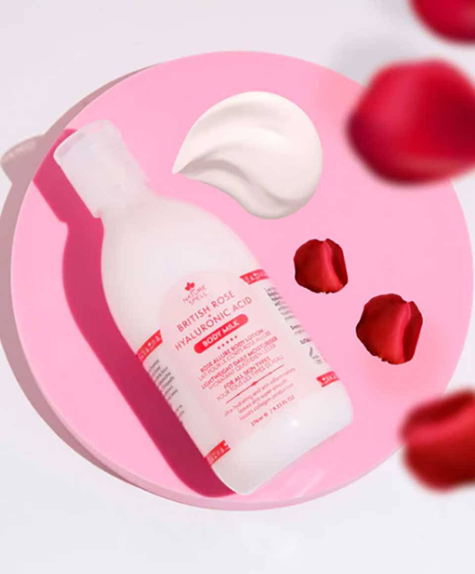 Nature Spell British Rose And Hyaluronic Acid Body Milk