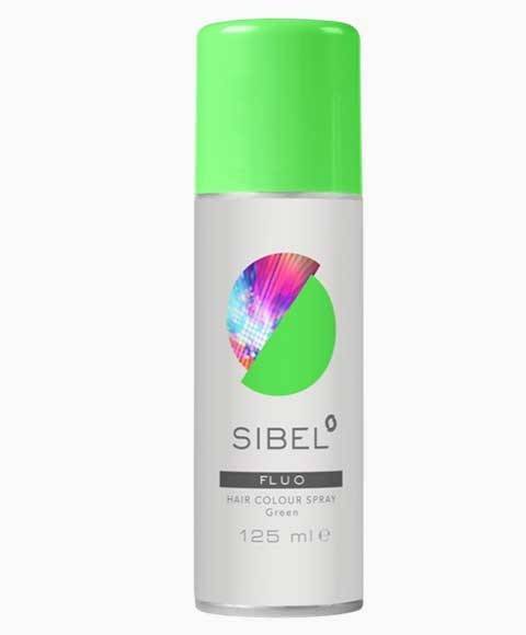 Sibel Fluo Green Hair Colour Spray in a can, vibrant hair dye for temporary bright green hair coloring.