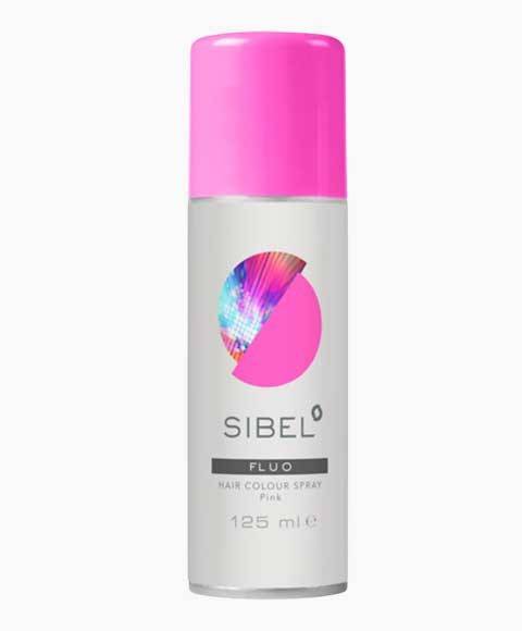 Sibel Fluo Pink Hair Colour Spray in a spray bottle, vibrant pink color for temporary hair coloring and styling.