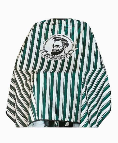 DMI Professional Products Vintage Green Barbershop Cape with adjustable neck closure, made of lightweight, durable fabric.