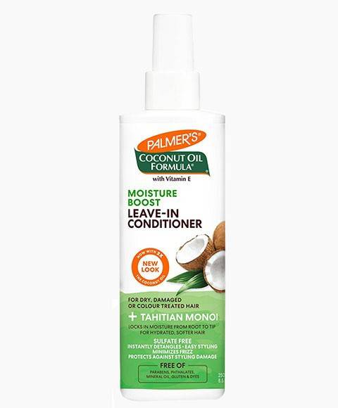 Palmers Coconut Oil Formula Leave In Conditioner bottle with moisture boost label against a white background.