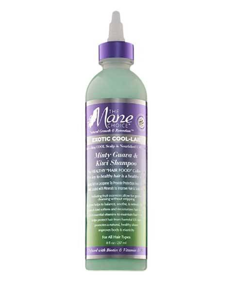 The Mane Choice Exotic Cool Laid Minty Guava and Kiwi Shampoo bottle with vibrant label design.