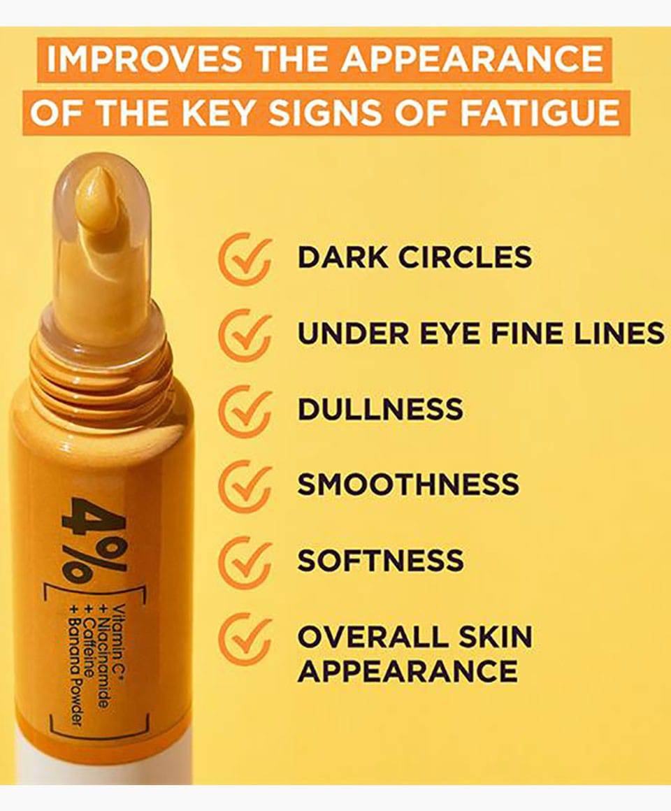 Garnier Skin Active Vitamin C Brightening Eye Cream in a jar, showcasing the eye care product with a clean, bright packaging design.