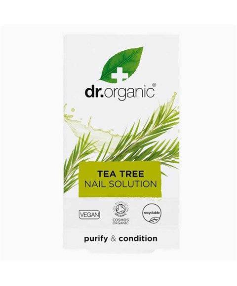Dr Organic Bioactive Skincare Organic Tea Tree Nail Solution bottle with a clean label, designed for healthy nail care.