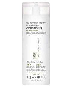 Giovanni Tea Tree Triple Treat Invigorating Conditioner bottle with label, designed for revitalizing hair and scalp.
