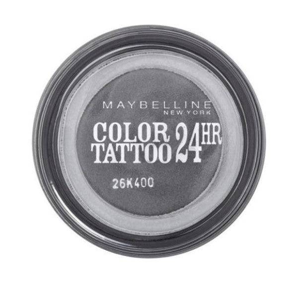 Maybelline Color Tattoo 24HR Eyeshadow in Immortal Charcoal, creamy eye makeup with a rich, dark gray shade, long-lasting formula.