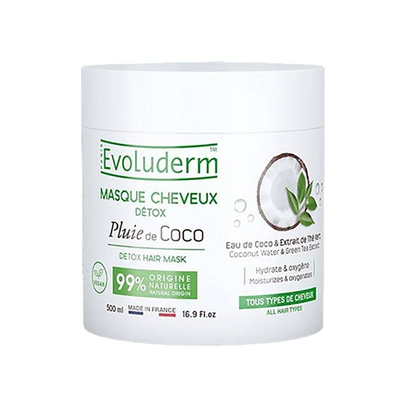Masque capillaire détoxifiant Evoluderm Coco au thé vert
