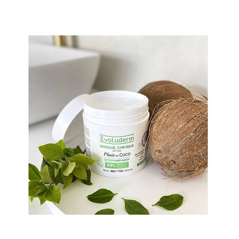 Masque capillaire détoxifiant Evoluderm Coco au thé vert