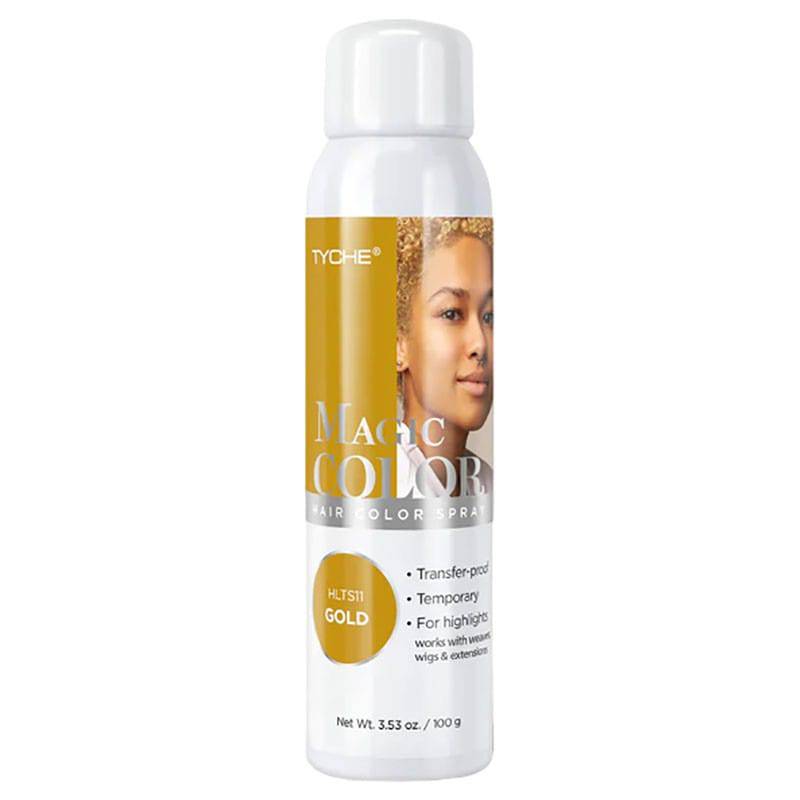 NICKA K NEWYORK Tyche Magic Color Hair Spray in gold, vibrant hair color spray for temporary styling and bold looks.