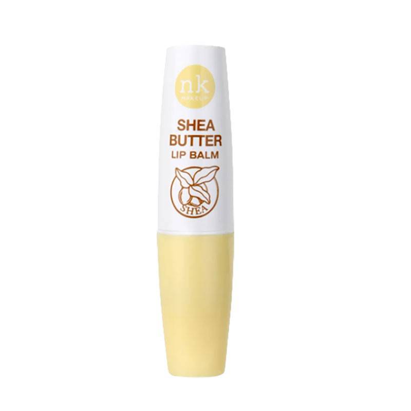 NICKA K NEWYORK NK Shea Butter Lip Balm in clear container, moisturizing lip care product with natural shea butter ingredients.