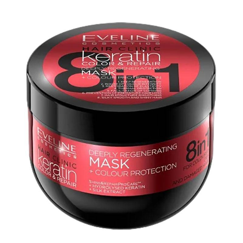 Masque régénérant en profondeur à la kératine 8 en 1 de la clinique capillaire Eveline