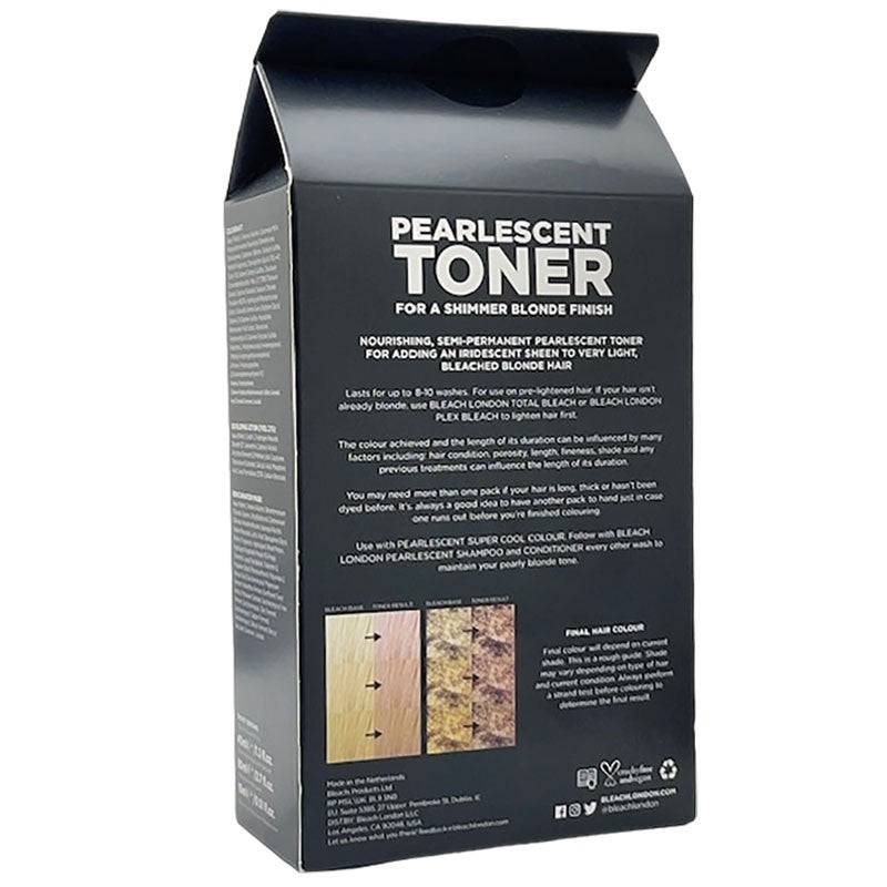 Bleach London Pearlescent Toner applied to hair, showcasing a shiny, iridescent hair color for a vibrant, luminous finish.