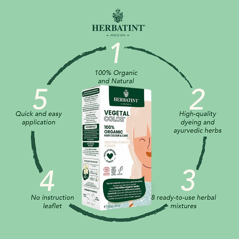 Herbatint Vegetal Organic Hair Color Neutral Cassia Power