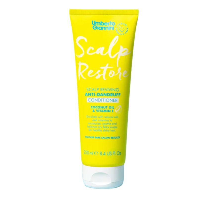 Umberto Giannini Scalp Restore anti-dandruff conditioner bottle with label, designed to soothe the scalp and reduce dandruff.