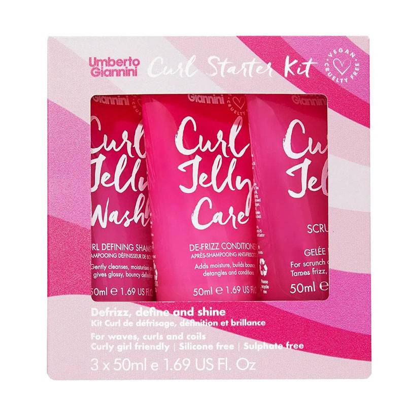 Umberto Giannini Curl Starter Kit haircare giftset with curl creams, mousses, and accessories for defined, bouncy curls.