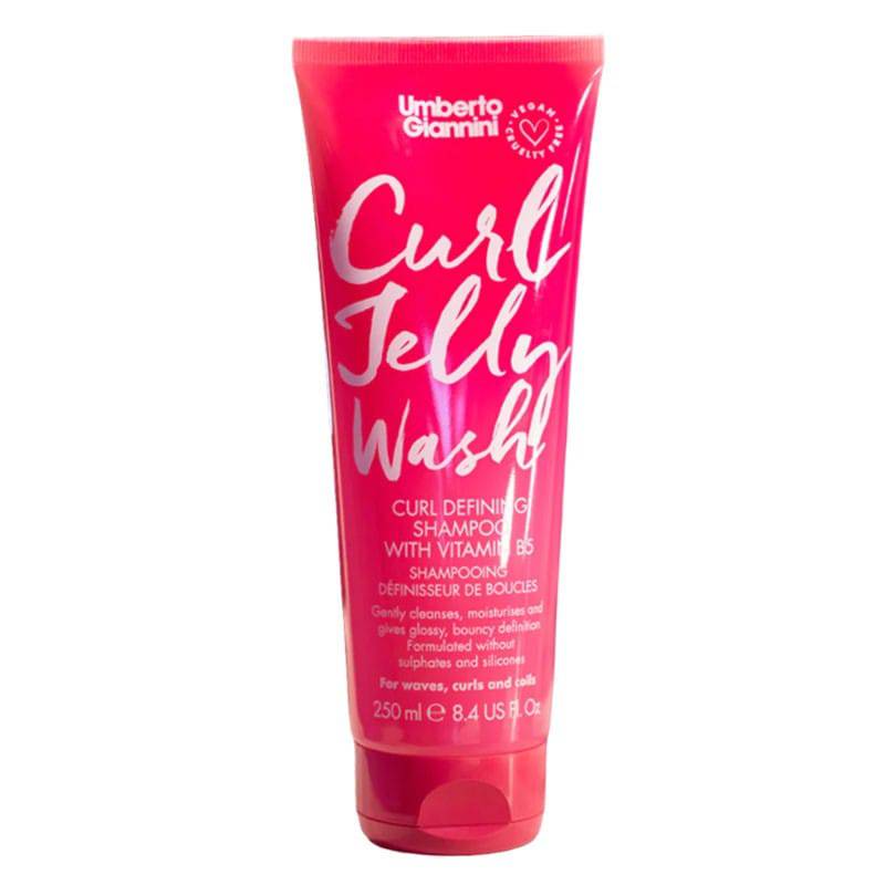 Umberto Giannini Curl Jelly Wash curl defining shampoo with Vitamin B5, showing the bottle with label and product details.