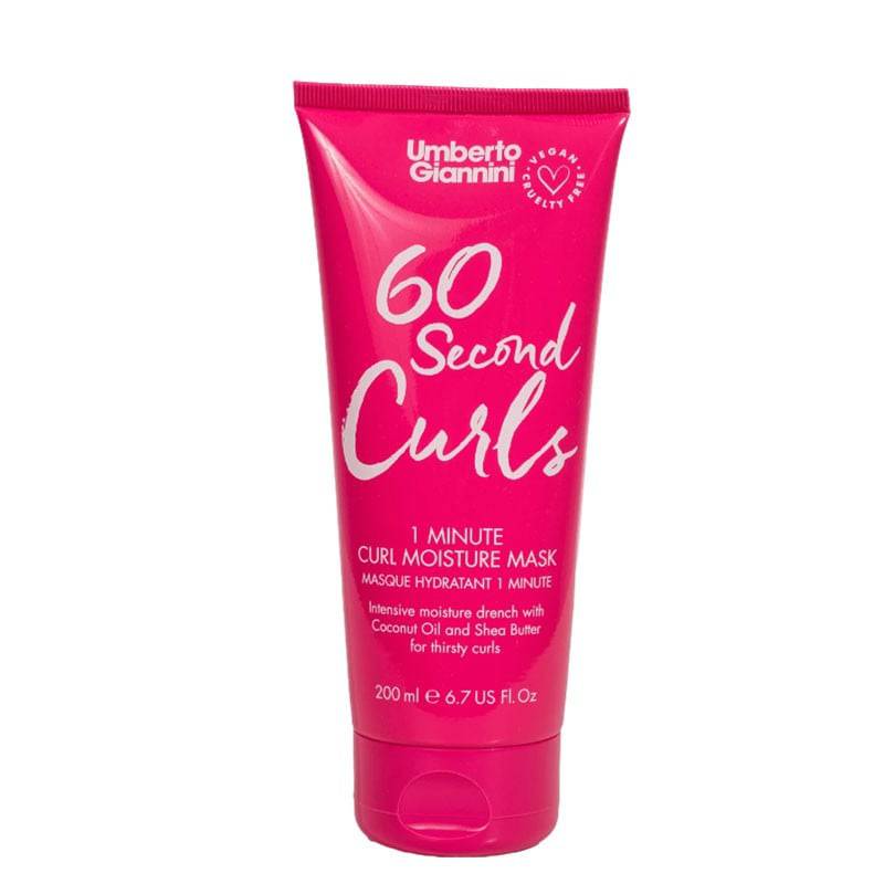 Umberto Giannini 60 Second Curls Moisture Mask hair treatment with creamy texture and jar packaging, designed for curly hair conditioning.