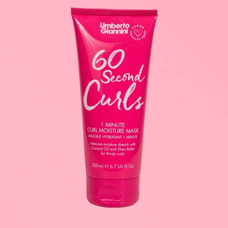 Umberto Giannini 60 Second Curls Moisture Mask hair treatment in a jar, designed to hydrate and enhance curly hair.