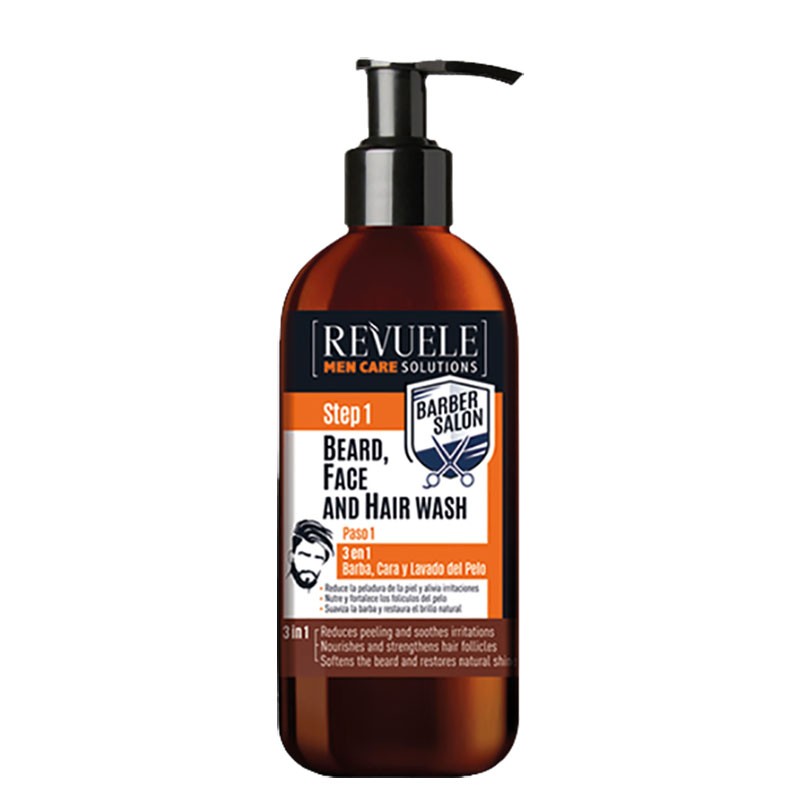 Revuele Men Care Solutions 3 In 1 Beard Face And Hair Wash