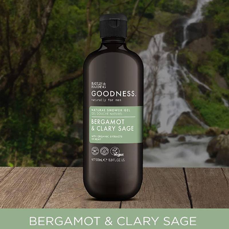 Goodness Men Bergamot & Clary Sage Natural Shower Gel