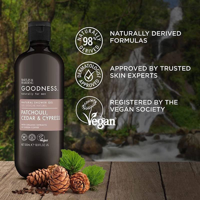 Goodness Men Patchouli Cedar & Cypress Natural Shower Gel