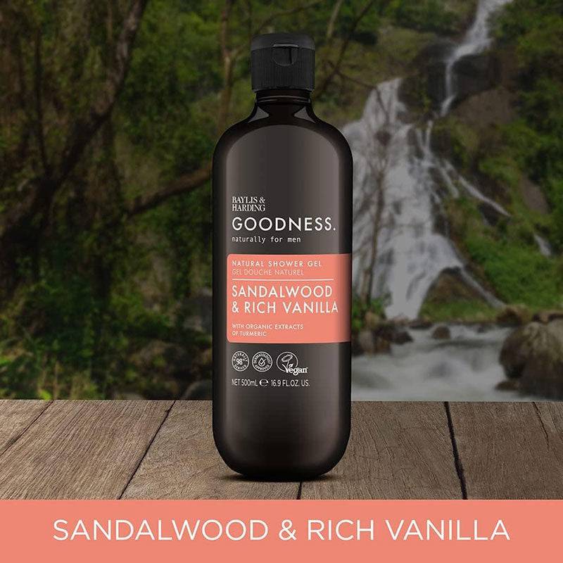 Goodness Men Sandalwood & Rich Vanilla Natural Shower Gel