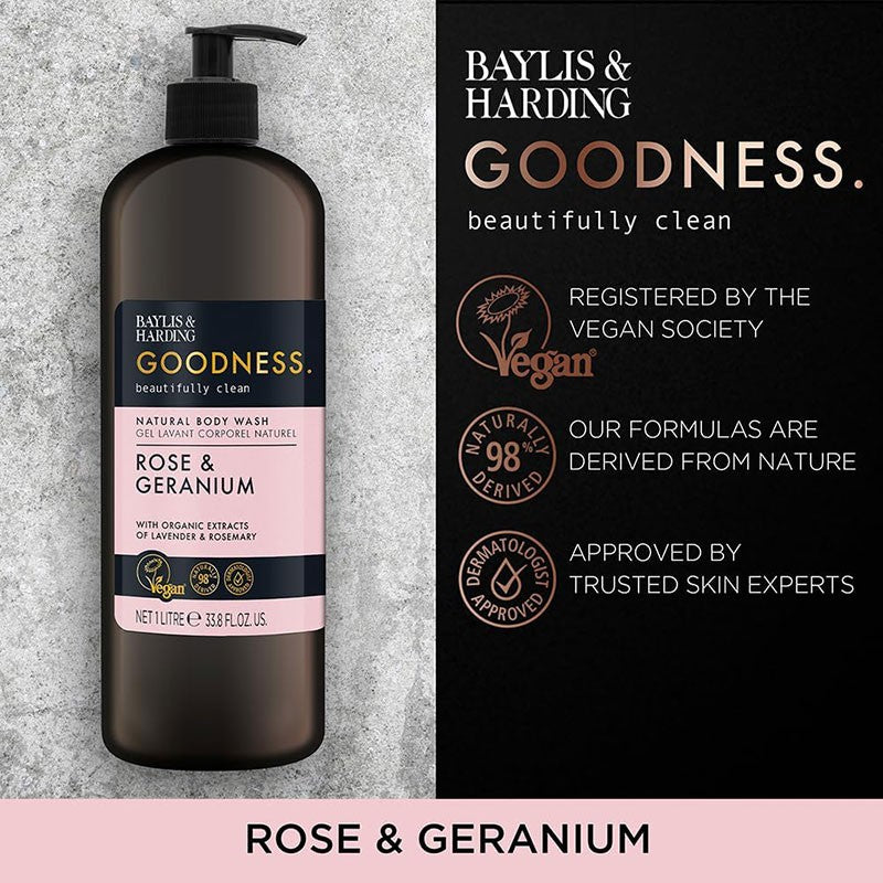 Goodness Rose & Geranium Natural Body Wash