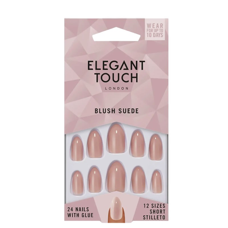 Elegant Touch Blush Suede Nail With Glue