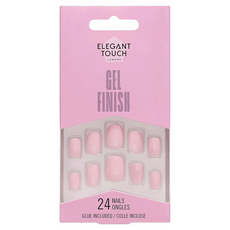 Elegant Touch Perfect Pink nail gel finish with a smooth, glossy pink manicure on natural nails.