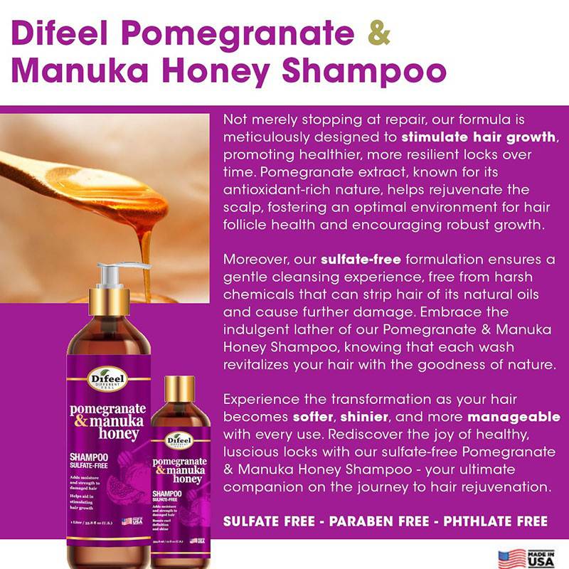 Difeel Granatapfel und Manuka-Honig Sulfatfreies Shampoo