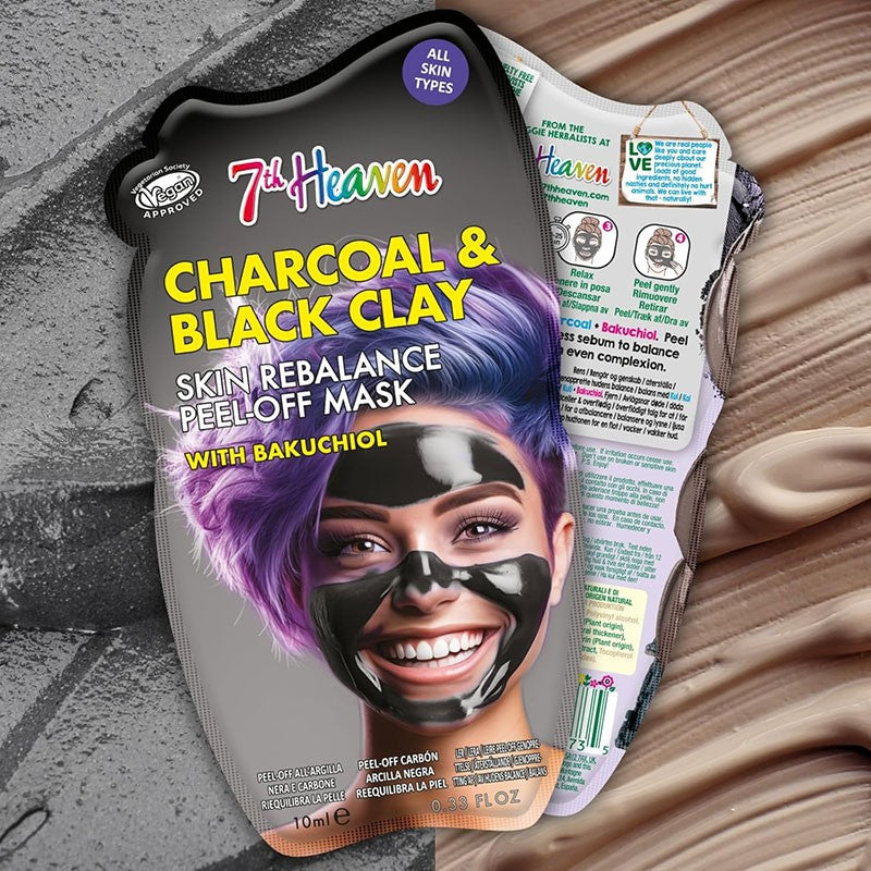 7Th Heaven Charcoal & Black Clay Skin Rebalance Peel Off Mask