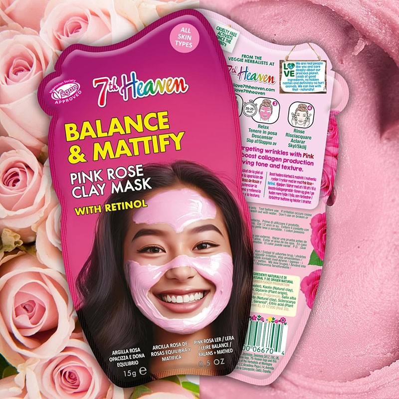 7Th Heaven Balance & Mattify Pink Rose Clay Mask