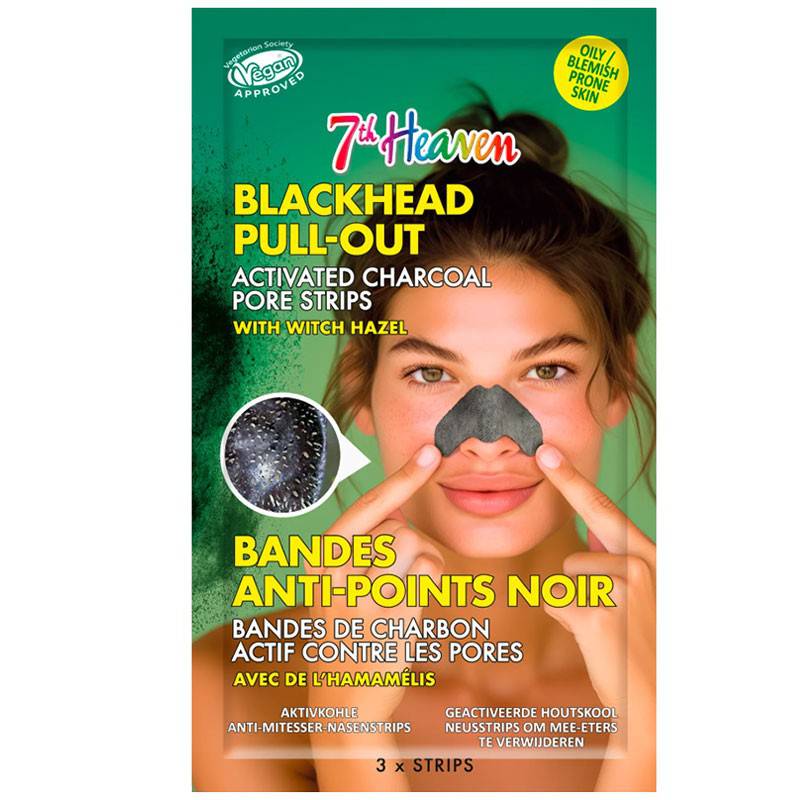 Montagne Jeunesse 7th Heaven Blackhead Pull Out Charcoal Pore Strips for deep cleansing of pores and blackhead removal.