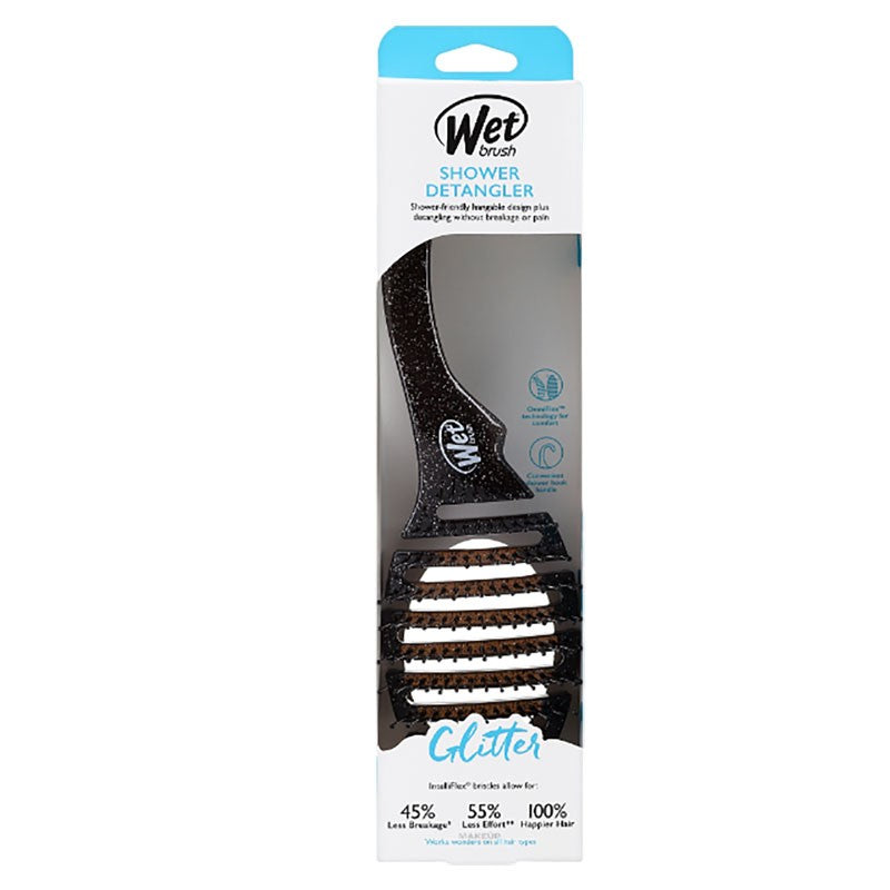Wet Brush Shower Detangler Brush Black Glitter