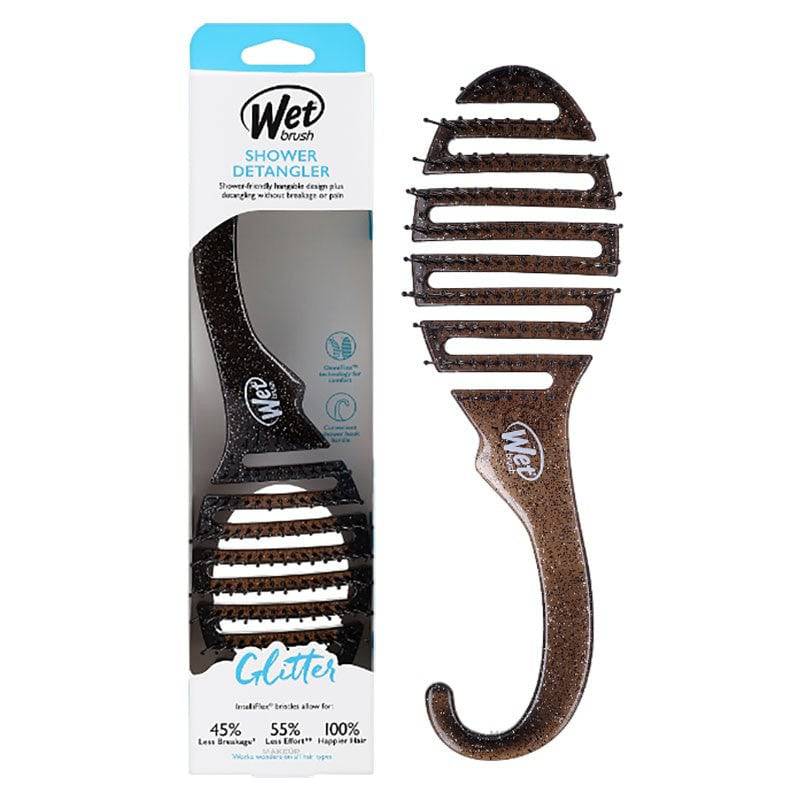 Wet Brush Shower Detangler Brush Black Glitter