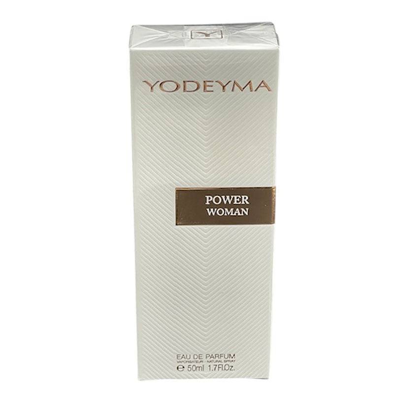 Yodeyma Power Woman Eau De Parfum for her, a stylish bottle with floral and citrus notes, perfect for elegant women.