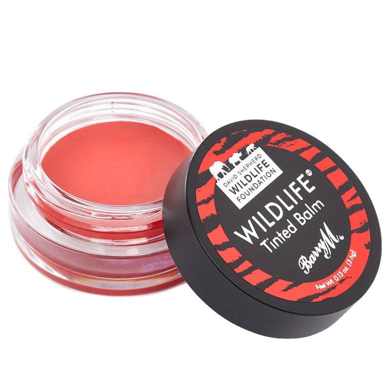 Barry M Wildlife Tinted Lip Balm Sunset Pink, a natural lip care product with a pink tint, shown in the image.