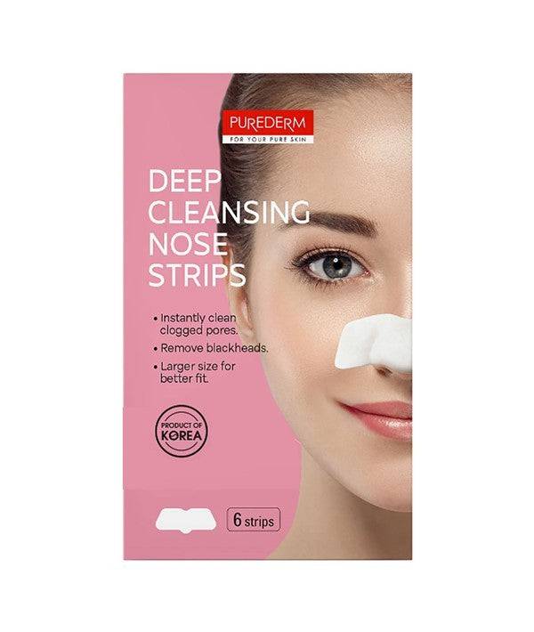 Amirose Purederm Deep Cleansing Nose Strips for skin soothing, showing the strips applied to the nose area.