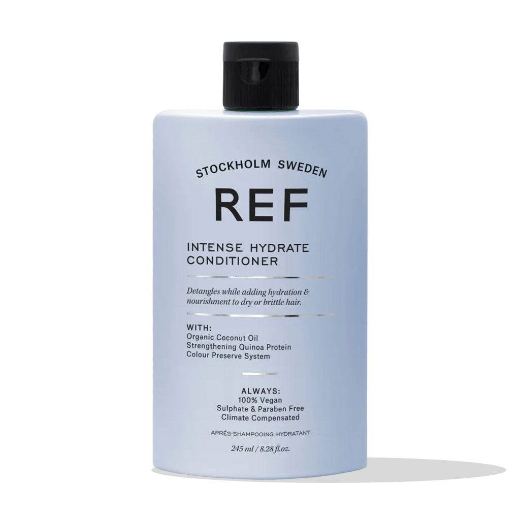 REF Intense Hydrate Conditioner bottle from REF Stockholm Sweden, showcasing the conditioner with sleek packaging for hydrated hair.