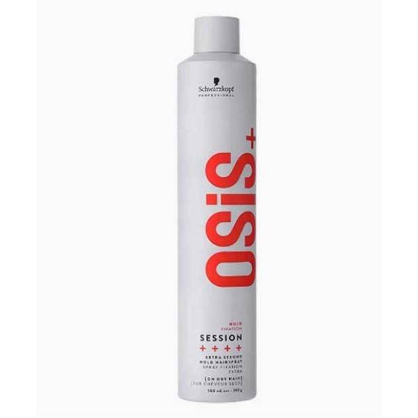 Schwarzkopf Osis Plus Hold Fixation hairspray with extra strong hold for styling and long-lasting hair hold.