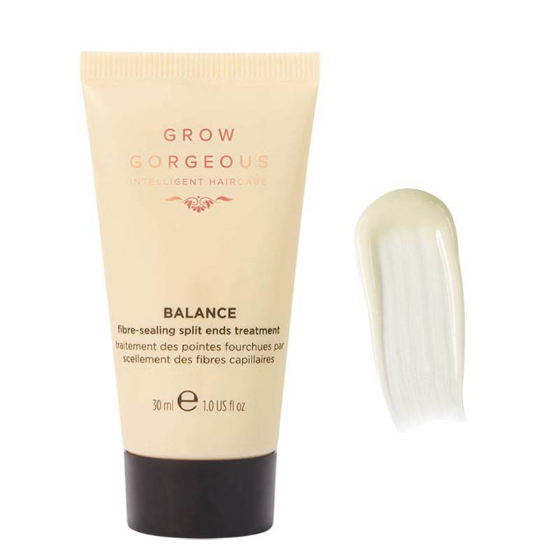 Grow Gorgeous Balance Split Ends Treatment Hair Spray, natural styling spray for damaged or split ends, with nourishing formula.