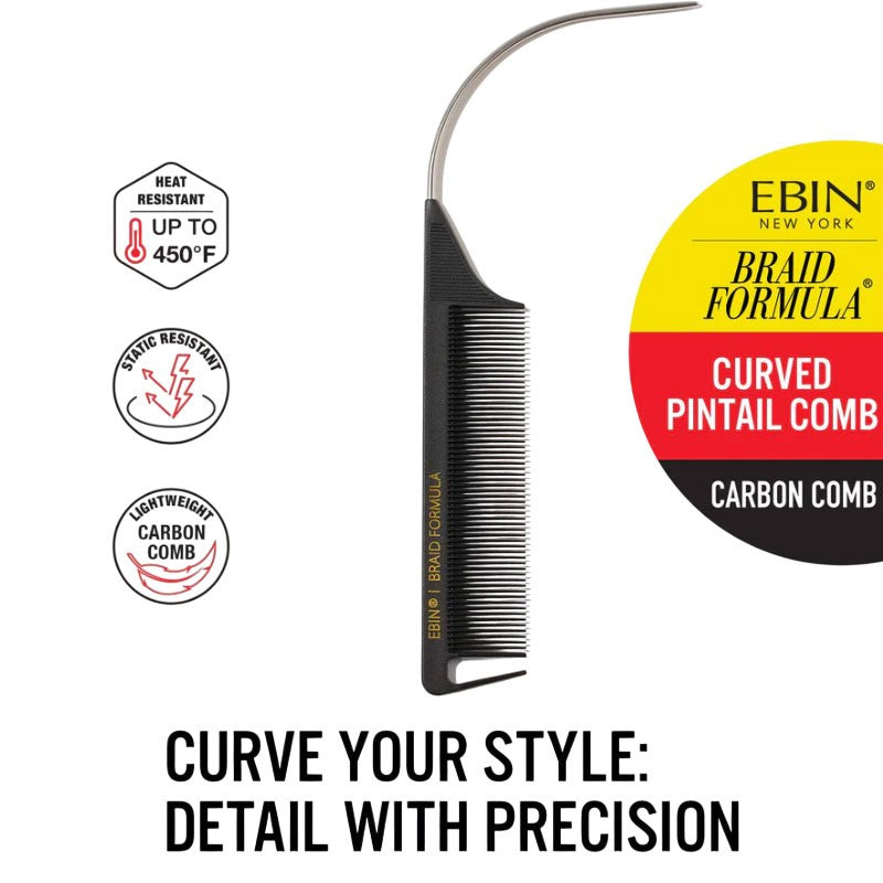 EBIN New York Braid Formula Curved Pintail Carbon Comb