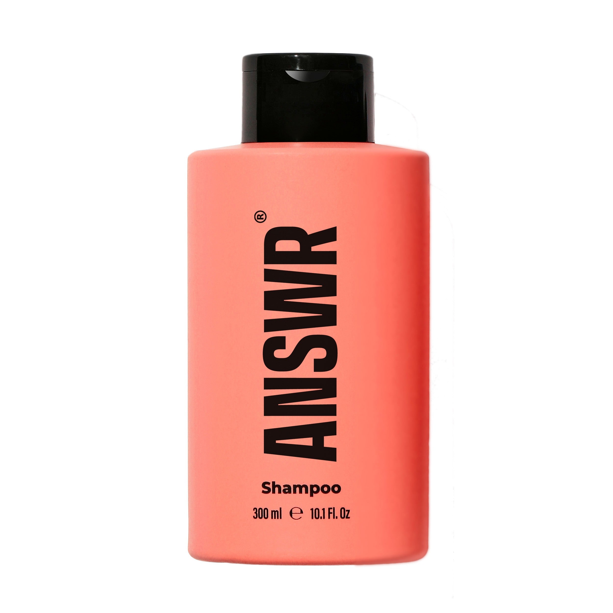 ANSWR Smoothing Shampoo bottle with label, showcasing product packaging and design for smooth hair care.
