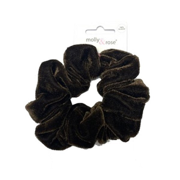 Velvet Finish Polyester Brown Scrunchie 7687