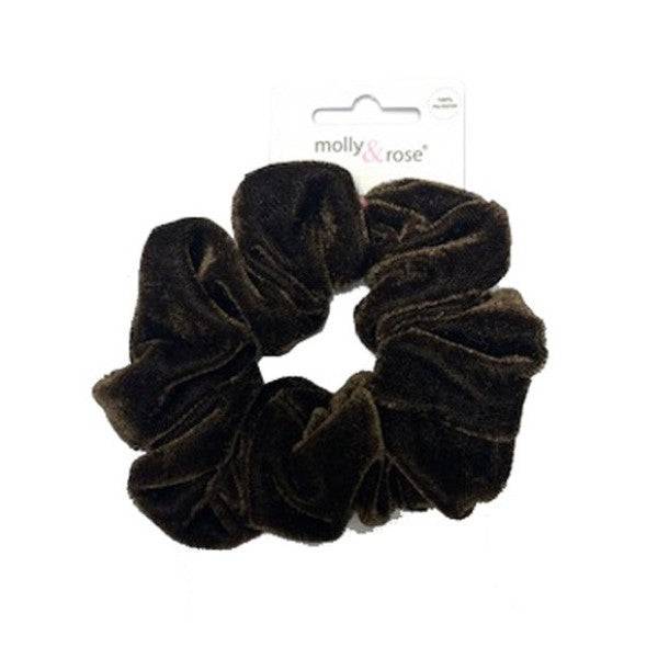 Velvet Finish Polyester Brown Scrunchie 7687