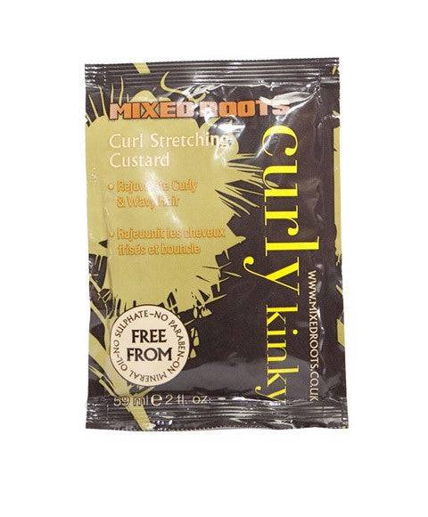 Mixed Roots Curl Stretching Custard Sachet for hair moisturization, ideal for defining and softening curls.