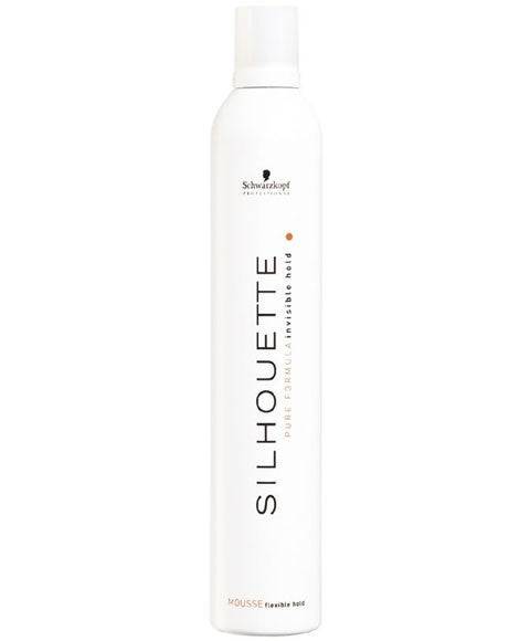 Schwarzkopf Silhouette Flexible Hold Mousse for hair styling, shown in a bottle with a pump dispenser.