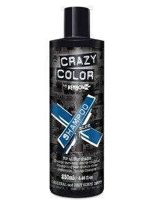 Renbow Crazy Color Shampoo for blue shades, vibrant purple bottle with blue liquid, suitable for colorful hair care.